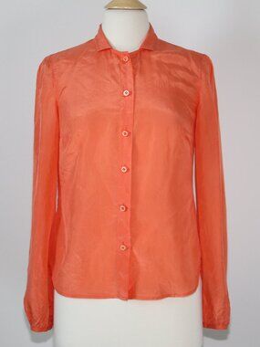 WORTH BUTTON DOWN SILK BLOUSE ORANGE SIZE XS/P